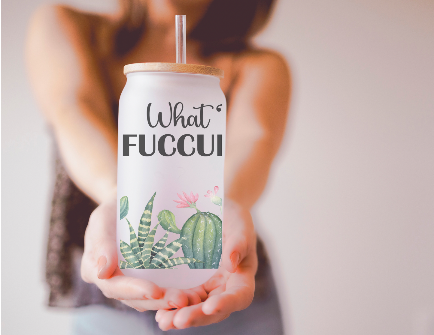 What the Fucculent 16oz Frosted Glass Cup