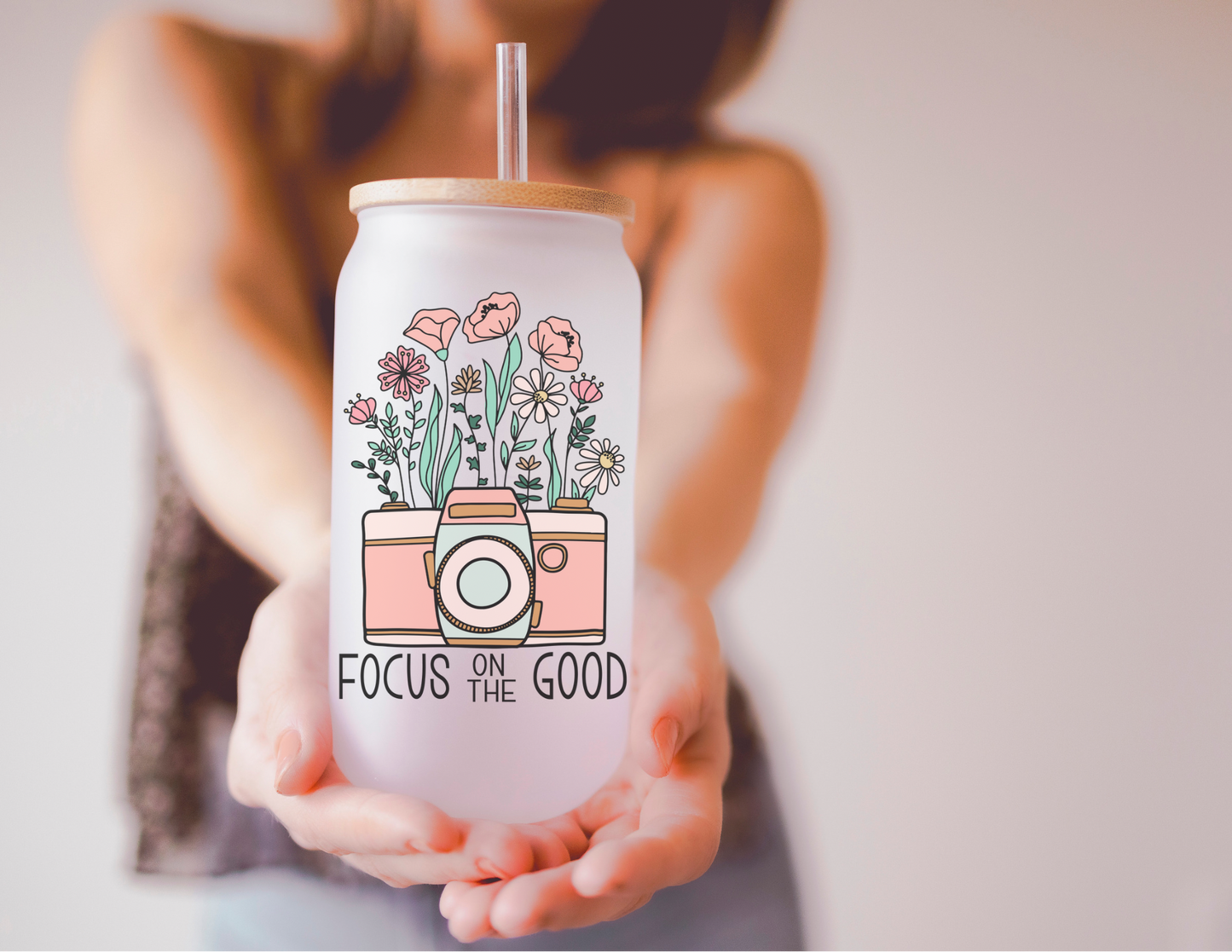 Focus On The Good 16oz Frosted Glass Tumbler