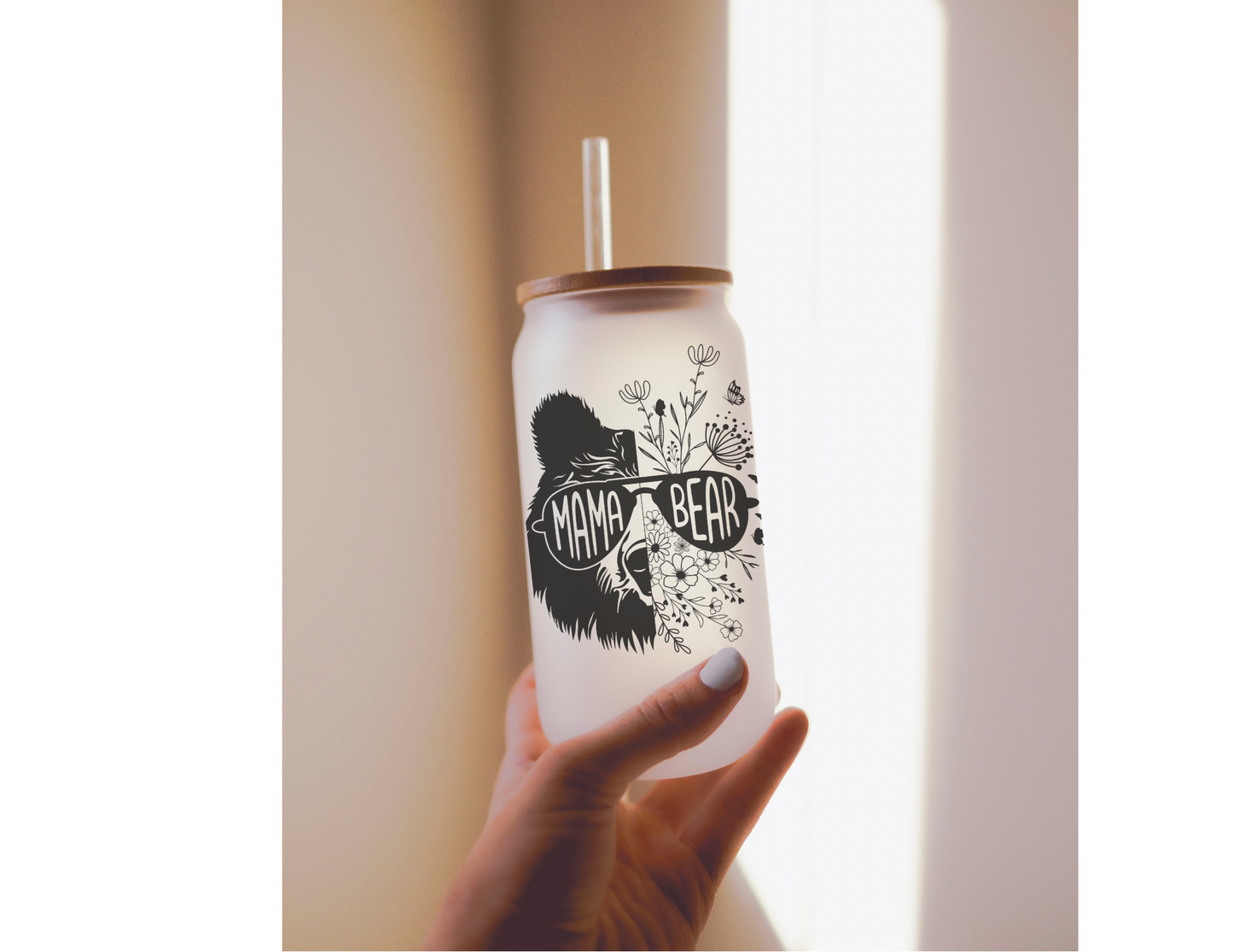 Mama Bear 16oz Frosted Glass Cup