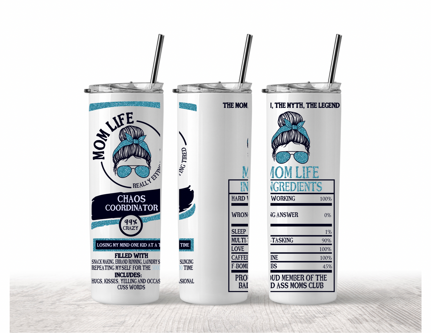 Mom Life Chaos Coordinator (Blue) 20oz Stainless Steel Tumbler