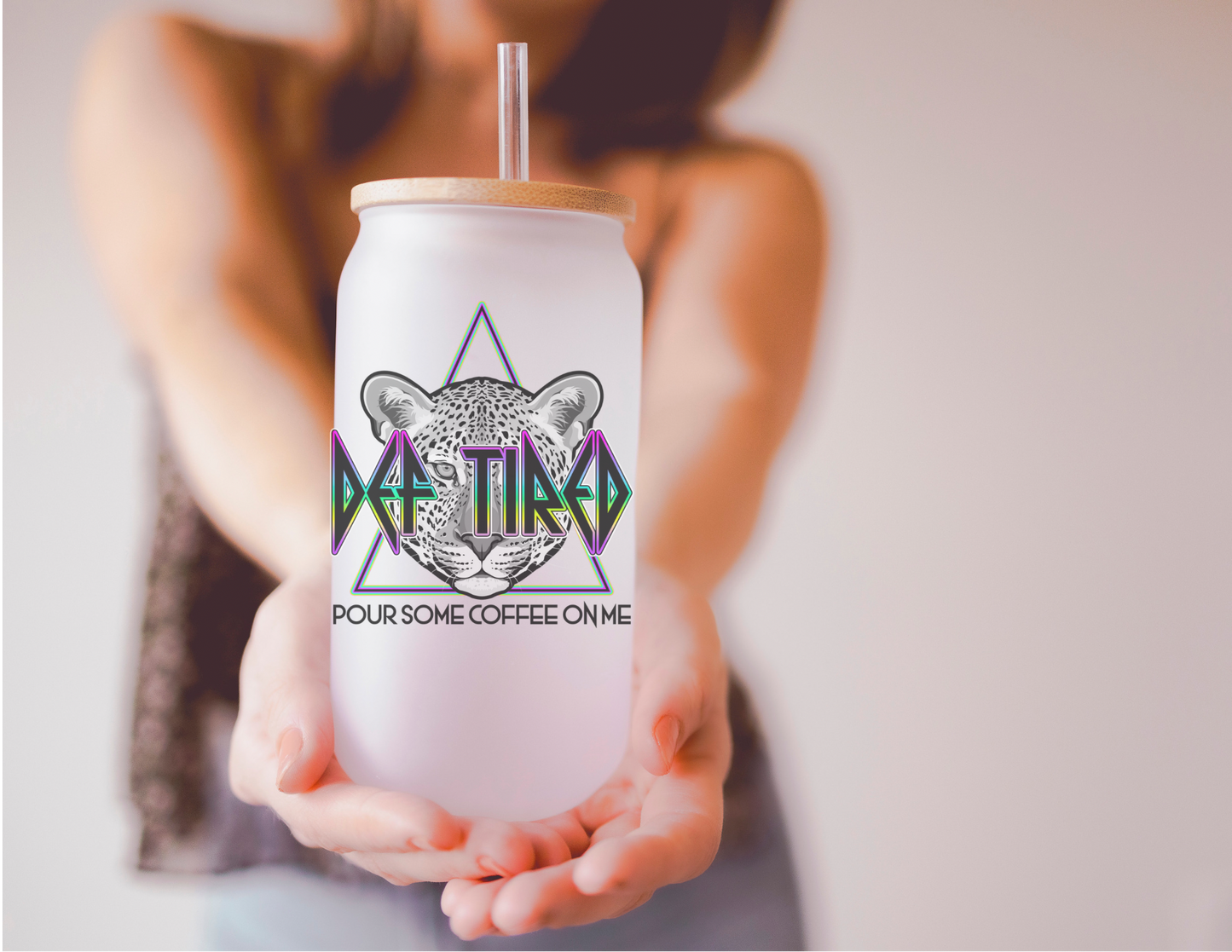 Def Tired 16oz Frosted Glass Cup