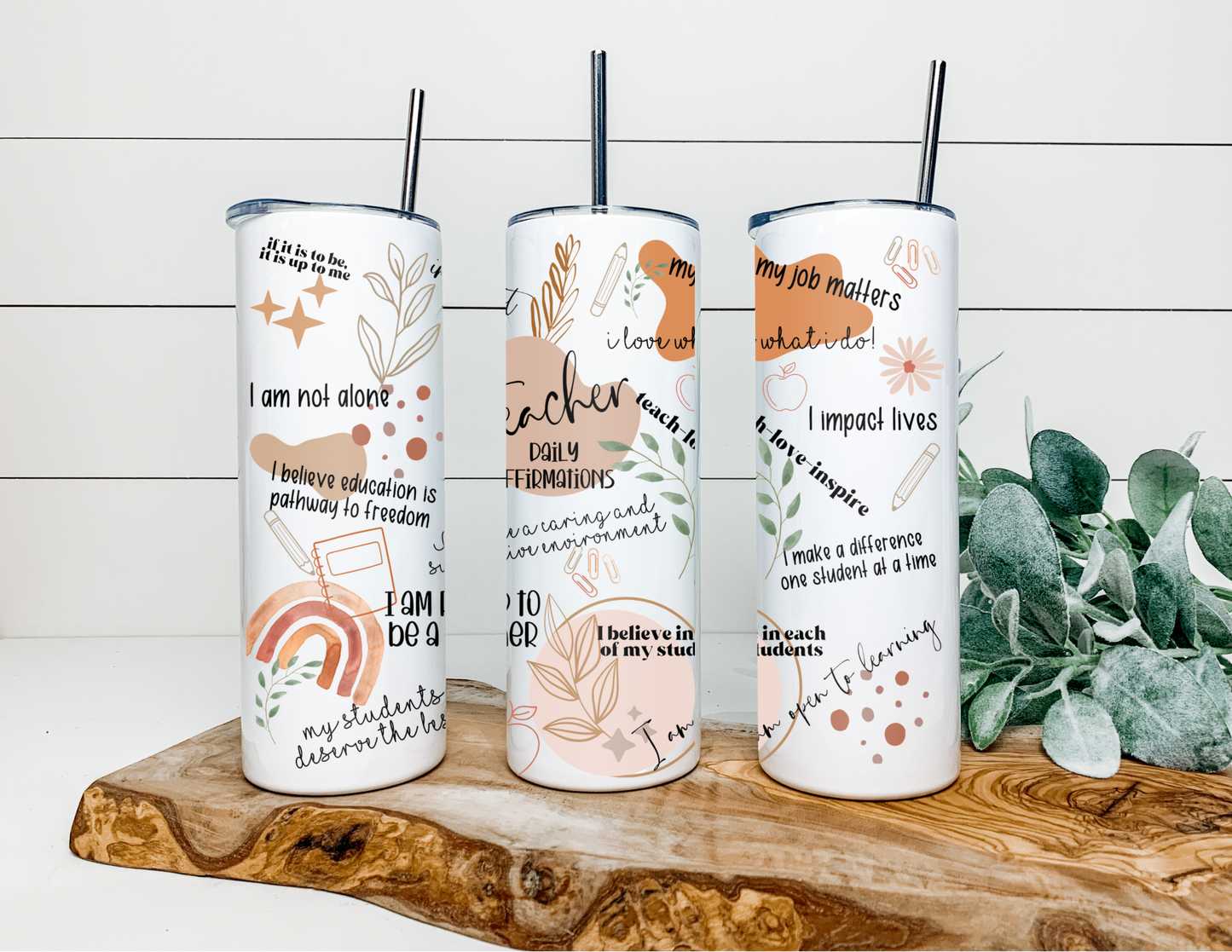 Teacher Daily Affirmations 20oz Stainless Steel Tumbler