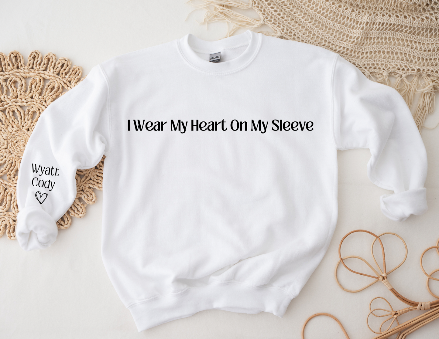 I Wear My Heart On My Sleeve - Custom Crewneck Sweater