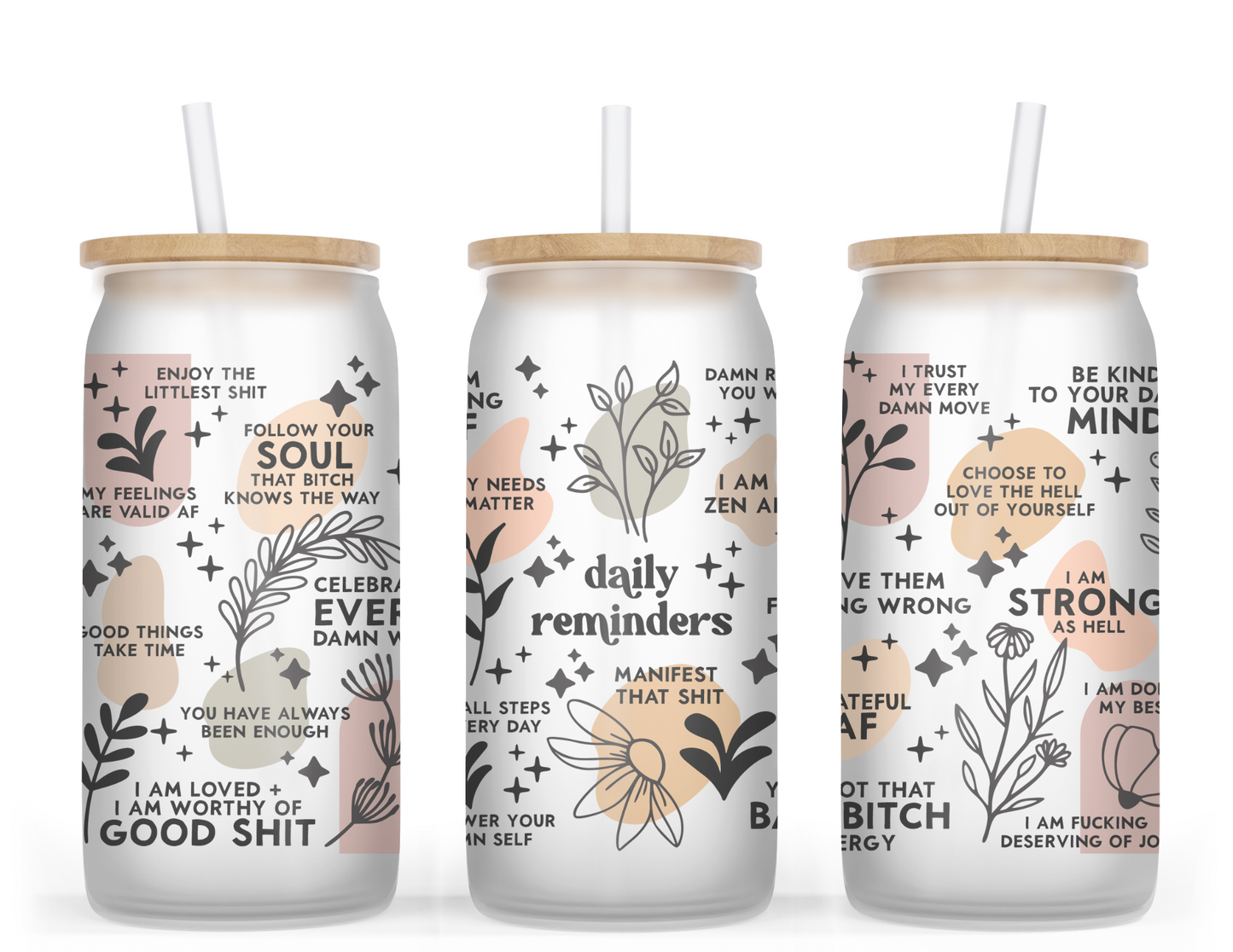 Daily Reminders Mama Glass Tumbler (Customizable)
