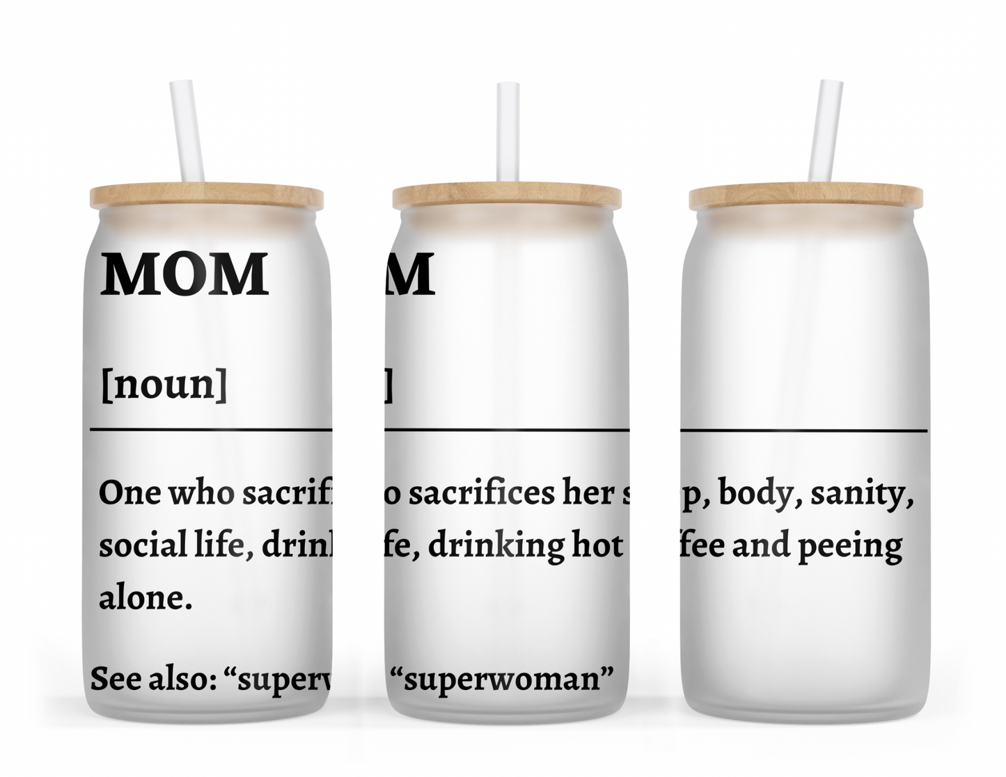 Mom Definition 16oz Frosted Glass Cup