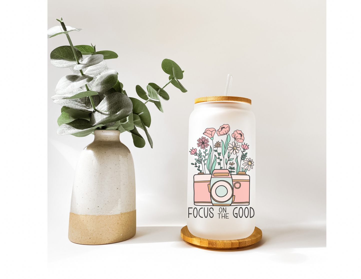 Focus On The Good 16oz Frosted Glass Tumbler