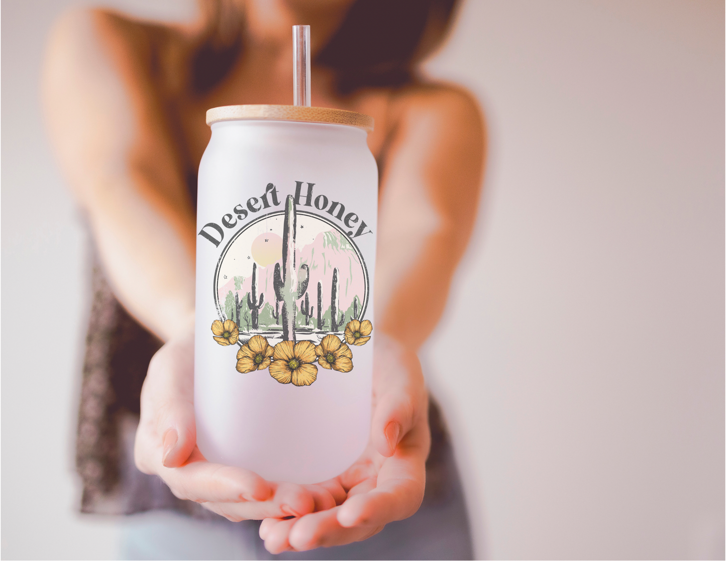 Desert Honey 16oz Frosted Glass Cup