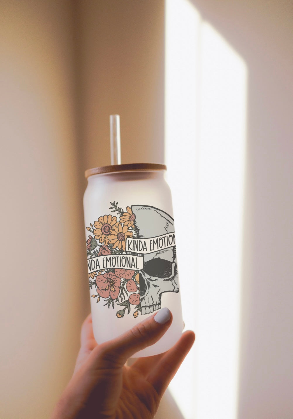Kinda Emotional/Kinda Emotionless 16oz Frosted Glass Cup
