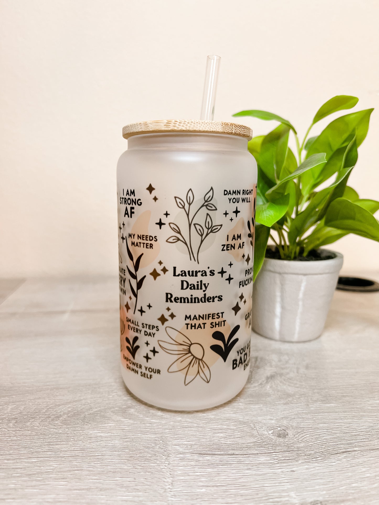 Daily Reminders Mama Glass Tumbler (Customizable)