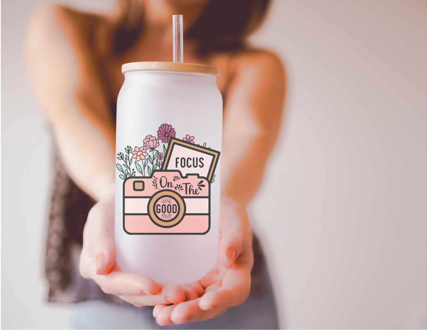 Focus On The Good 16oz Frosted Glass Tumbler