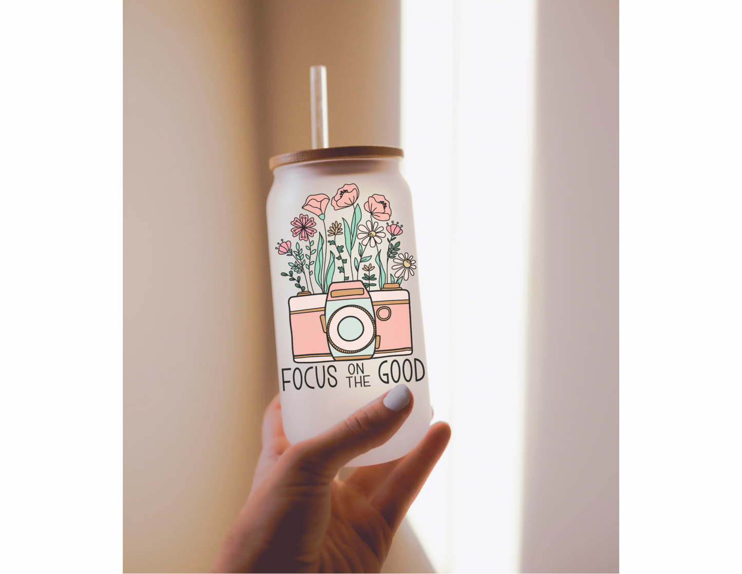Focus On The Good 16oz Frosted Glass Tumbler