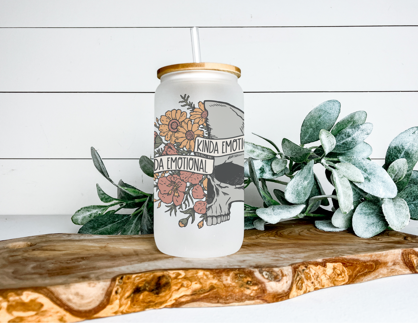 Kinda Emotional/Kinda Emotionless 16oz Frosted Glass Cup