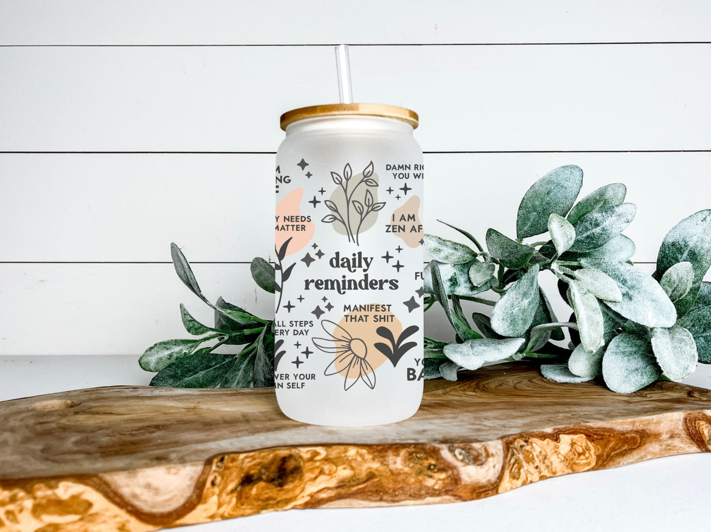 Daily Reminders Mama Glass Tumbler (Customizable)