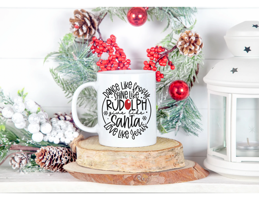 Frosty Rudolf Santa Jesus Coffee Cup