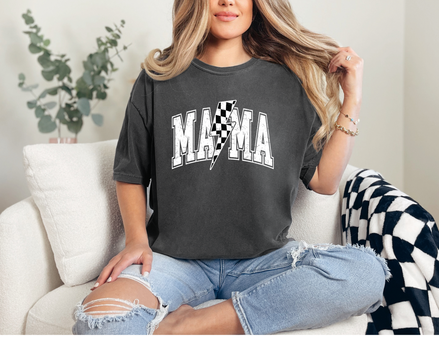 Mama Varsity Checkered Shirt