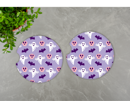 Purple Ghost Car Coasters