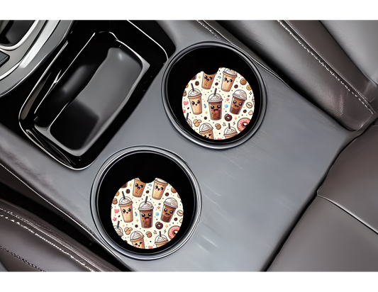 Coffee Smiley Face Car Coasters