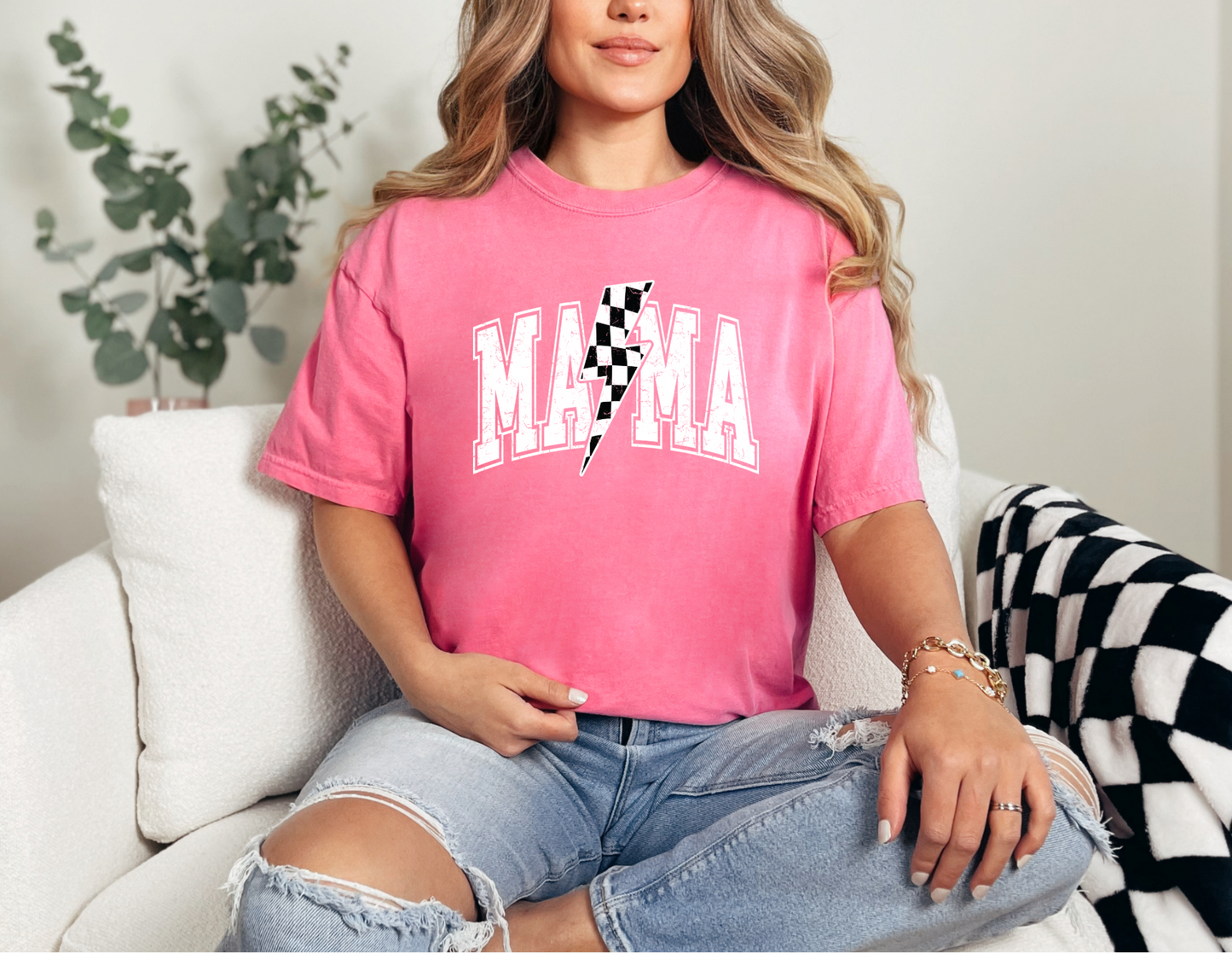 Mama Varsity Checkered Shirt