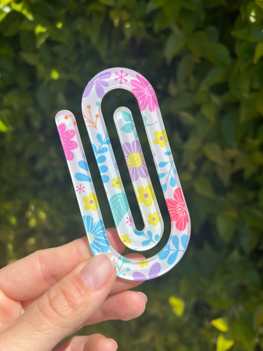 Retro Floral Jumbo Paper Clip