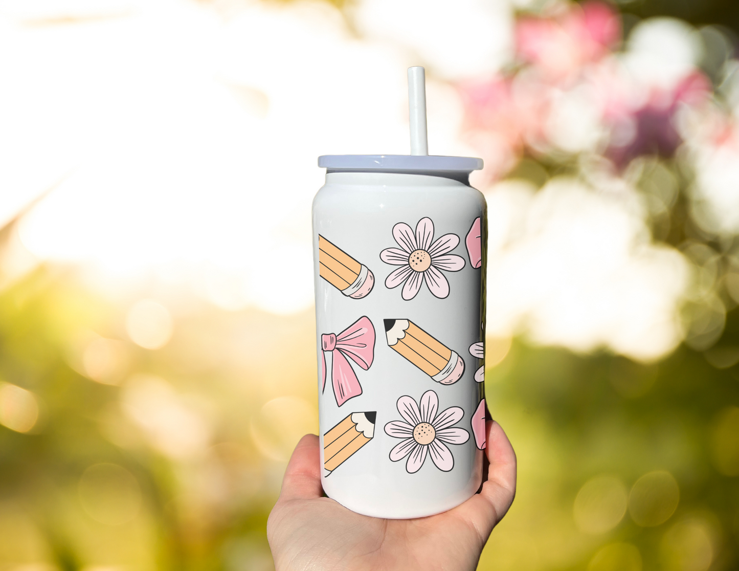 Teacher Bow & Pencil Tumbler