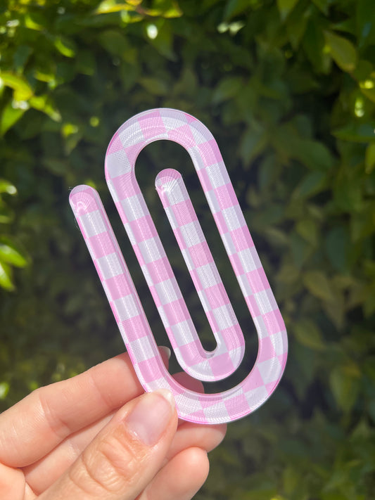 Pink Checkered Jumbo Paper Clip