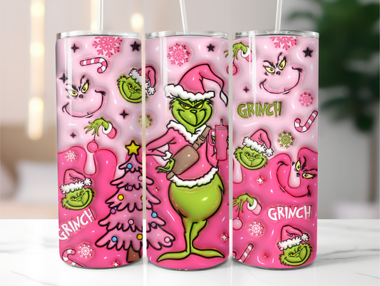 Pink Grinchmas 20oz tumbler with straw topper! #merrygrinchmas2023 #g, Tumbler Cup