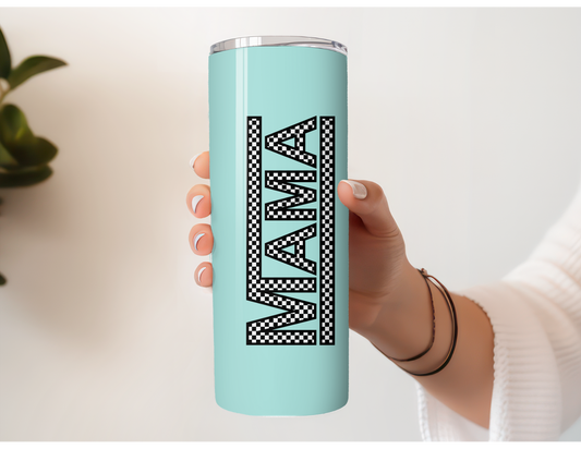 Mint Checkered Mama Stainless Steel Tumbler
