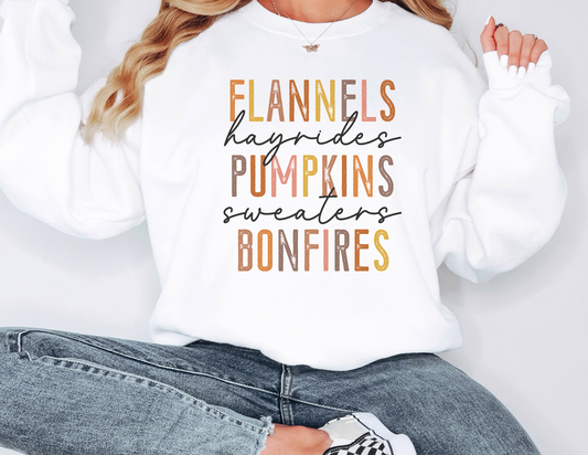 Flannels Hayrides Pumpkins Sweaters Bonfires Sweatshirt