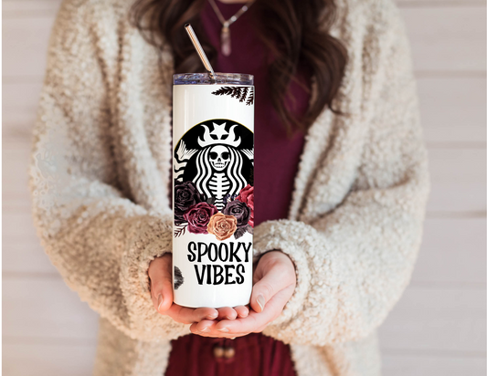 Spooky Vibes Floral Stainless Steel Tumbler