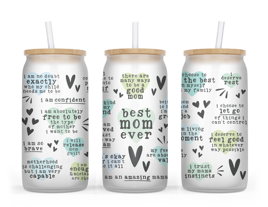 Best Mom Ever 16oz Frosted Glass Cup