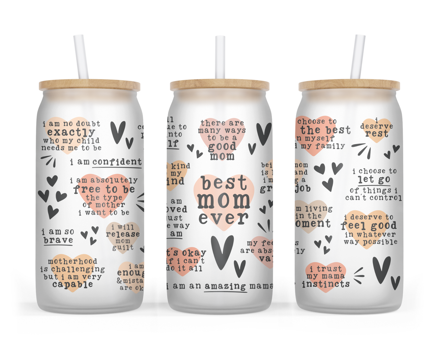 Best Mom Ever 16oz Frosted Glass Cup (Customizable Color)