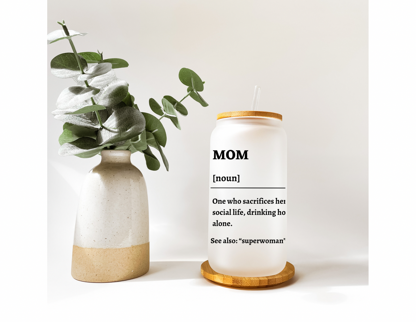 Mom Definition 16oz Frosted Glass Cup