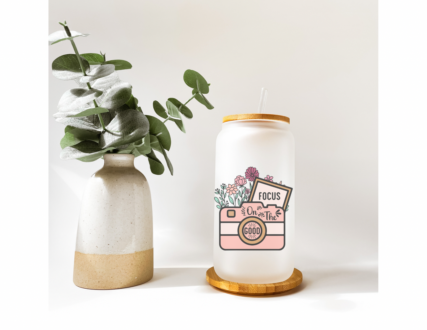 Focus On The Good 16oz Frosted Glass Tumbler