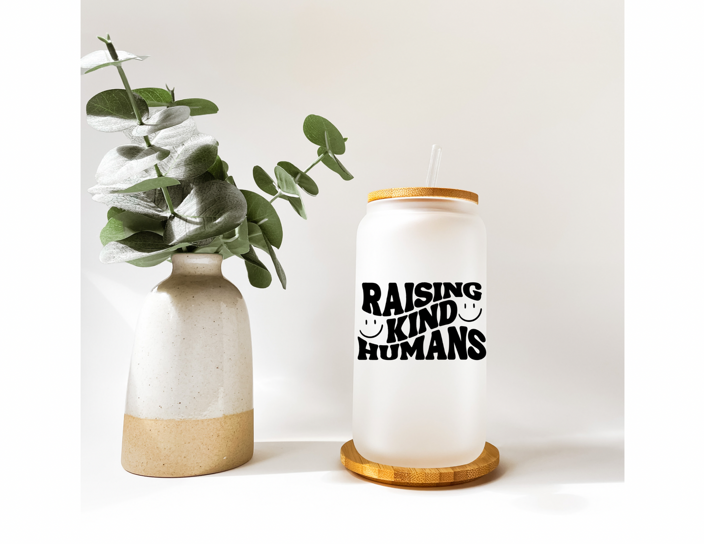 Raising Kind Humans 16oz Frosted Glass Tumbler