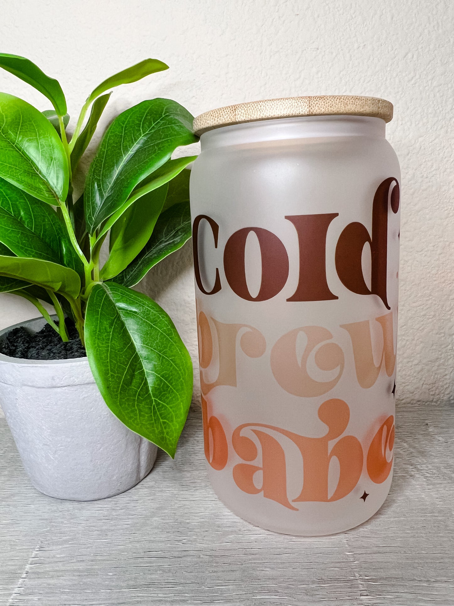 Cold Brew Babe 16oz Frosted Glass Cup