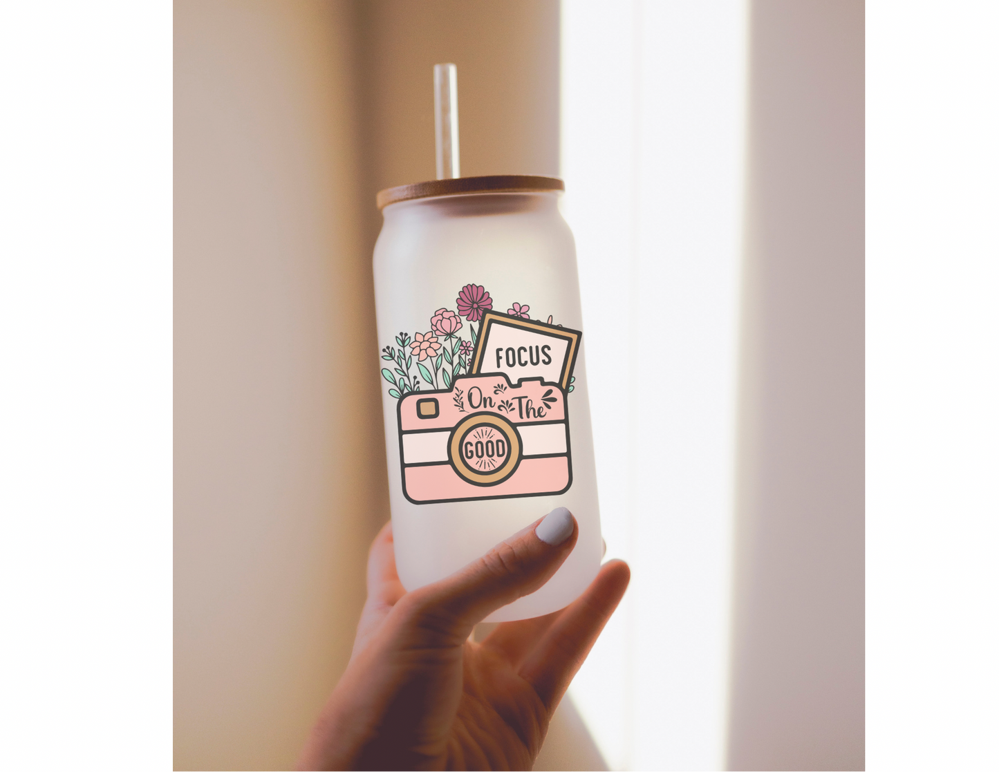 Focus On The Good 16oz Frosted Glass Tumbler