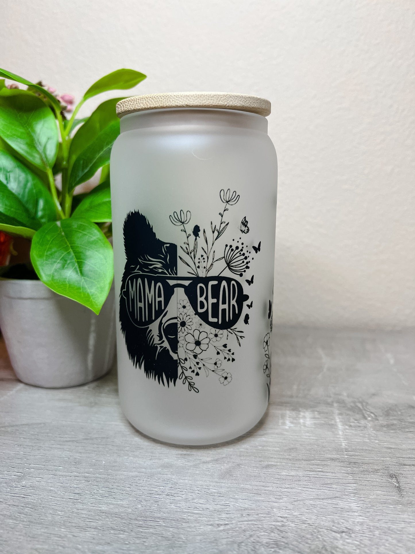 Mama Bear 16oz Frosted Glass Cup