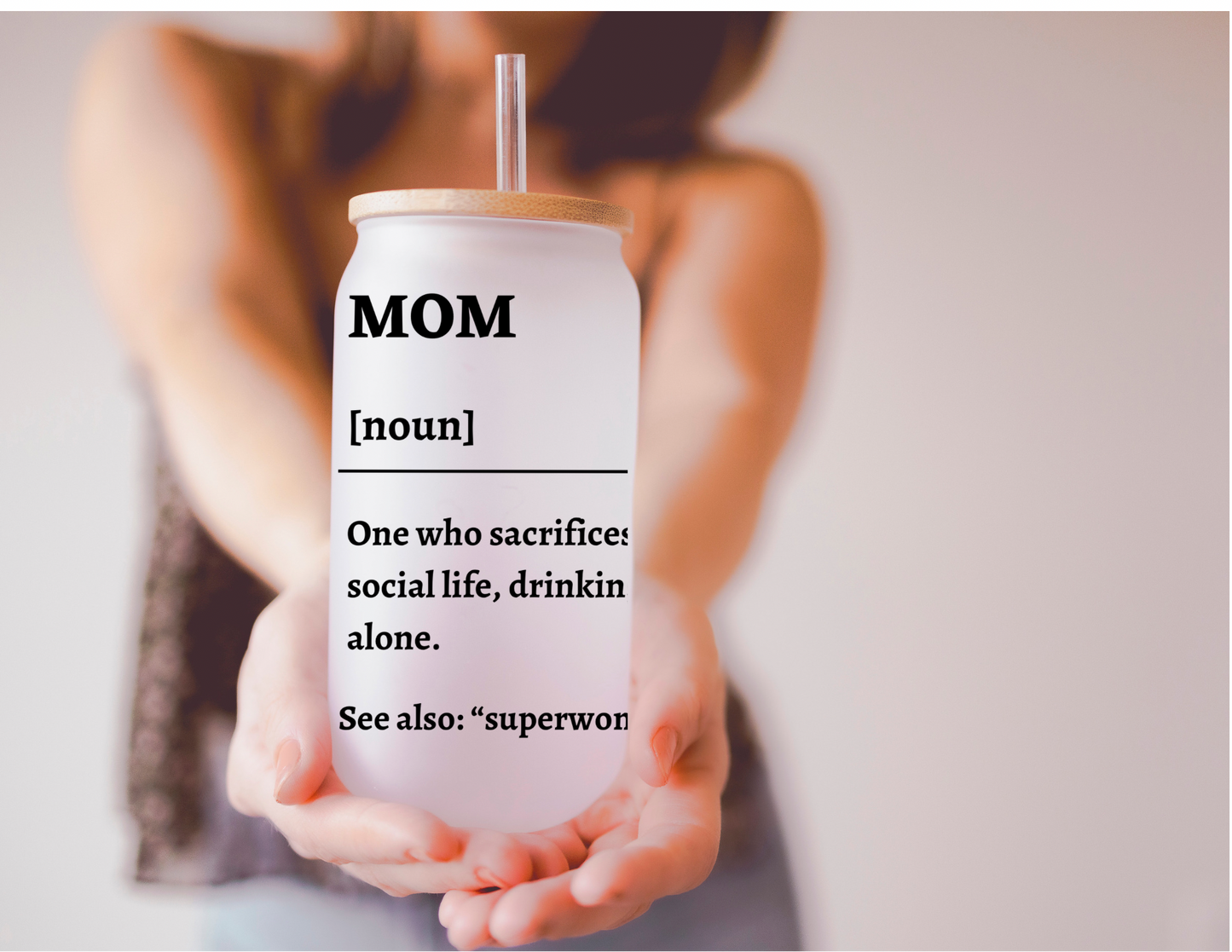 Mom Definition 16oz Frosted Glass Cup