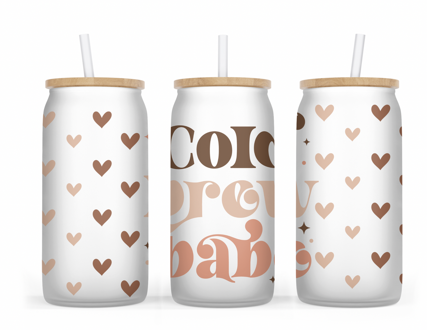 Cold Brew Babe 16oz Frosted Glass Cup